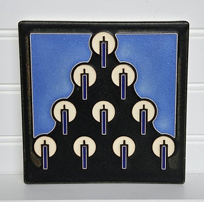 Rare Vintage 1992 Motawi Tileworks Art Tannenbaum Blue White Ann Arbor MI 6x6