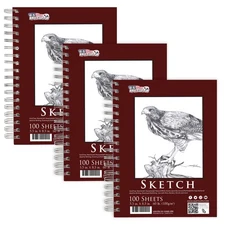 5.5" x 8.5" Left Hand Spiral 60lb Sketch Pad (Pack of 3)