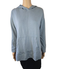 J. Jill Women's Blue Lightweight Cotton Blend Long Sleeve Hooded Sweatshirt XS