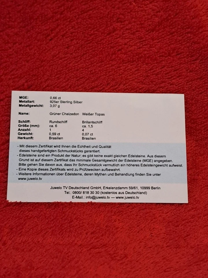 Juwelo grüner Chalzedon - Silberring , Zustand neuwertig - Bild 3 von 4