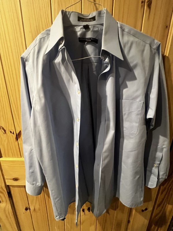 Geoffrey Beene Men's Dress Shirt Fitted L Blue Buttoned