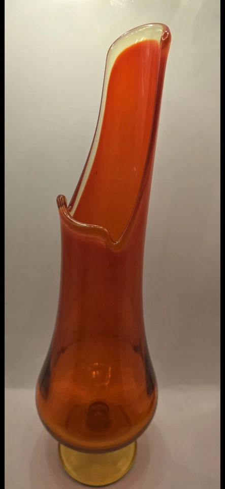 Jarrón oscilante vintage MCM. Naranja/Rojo. Hermoso brillo. Foto 3 de 4