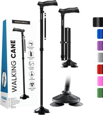 Walking Cane for Men  Women Foldable, Adjustable, Heavy Duty, Free Standing, Al