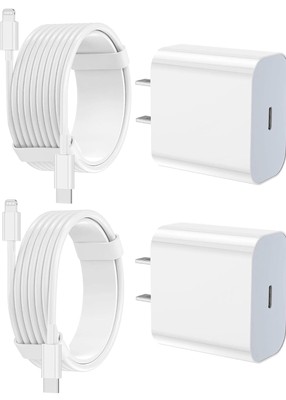 Type C To Fast Charging 3 Foot Cables & USB-C Charging Blocks (2 Pack)