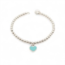 Tiffany Return To Tiffany Mini heart tag beads Bracelet 925 5.4g Silver