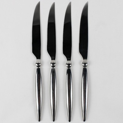 Lot of 4 Mikasa Ballet Pattern 18/10 Stainless Steak Knives 9.5'' Plastic Sleeves