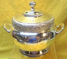 Antique Silver Plate Covered Tureen, Unusual Frog Playing Banjo Decoration