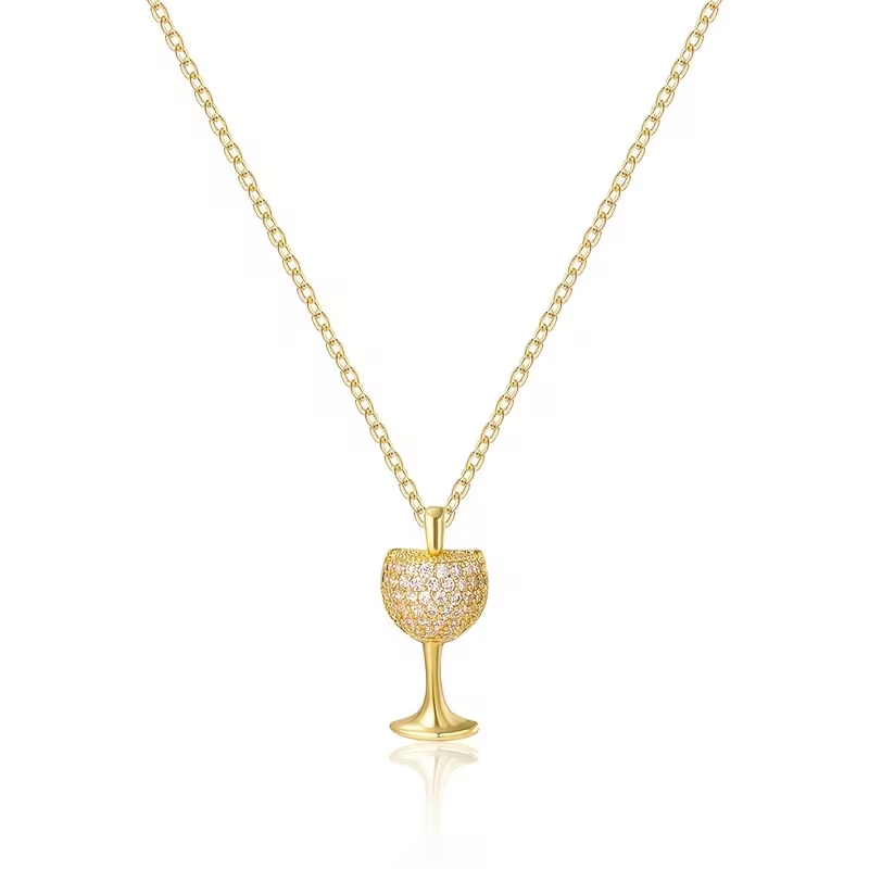 1.00Ct Round Cut Lab Created Diamond Glass Shape Pendant 14k Yellow Gold Plated