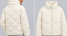 Relaxed Quilted Nylon Jacket M Birch White