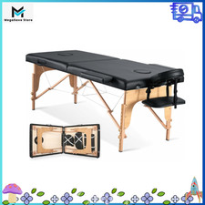 Portable Massage Table 24" Foldable Wooden Spa Bed Adjustable with Bag