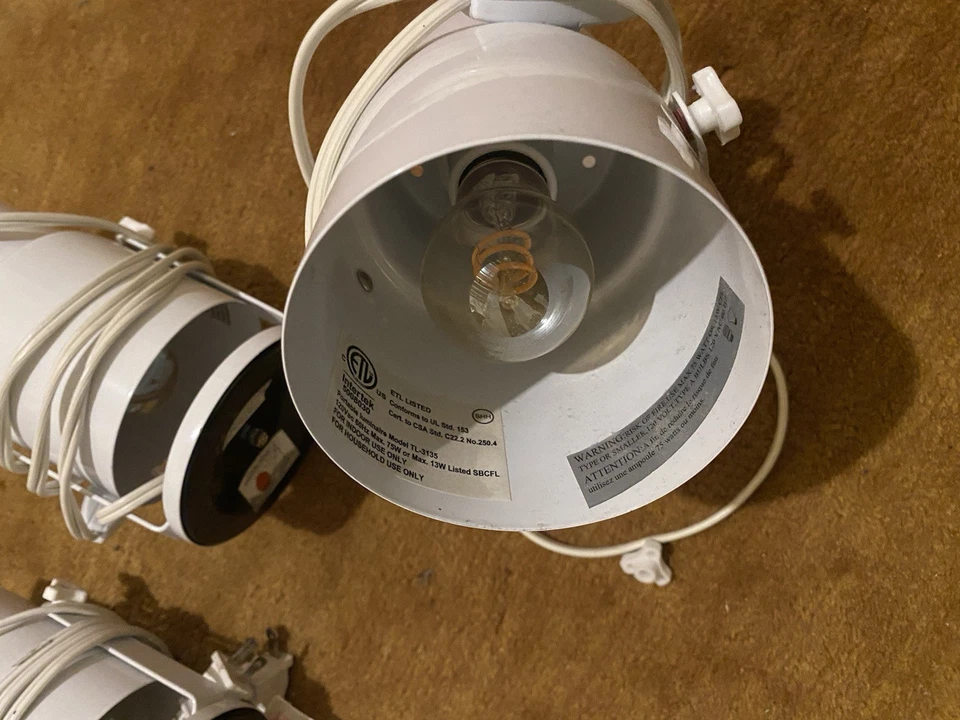 Lite Source LS-113Wht Pin-up Flush Mount, White. 4-pack with Amber bulbs - Image 3 of 4