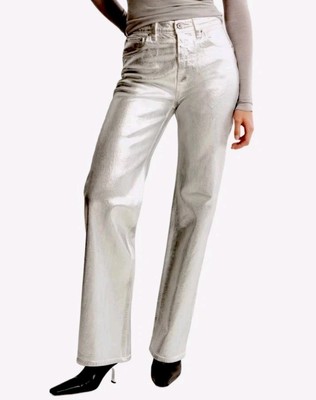 Almost Famous Juniors Size 0 Dad Jean Metallic Silver Club Dancing Costume Pants