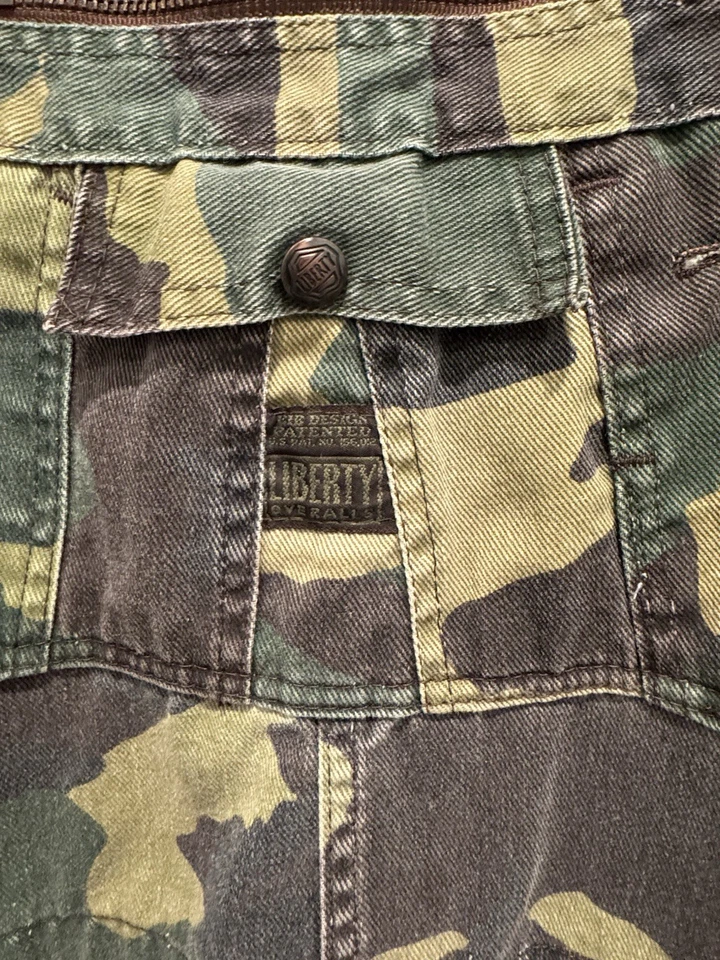 Vintage Liberty Overalls USA Made Woodland Green Camo Men’s 40x29 Double Knee - Image 3 of 4