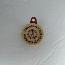1950's Ohio Oil/Marathon Brand Runner Logo Barrel Shape Coin Holder Key Chain