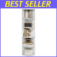 White Vertical Bookcase with Curved Shelves