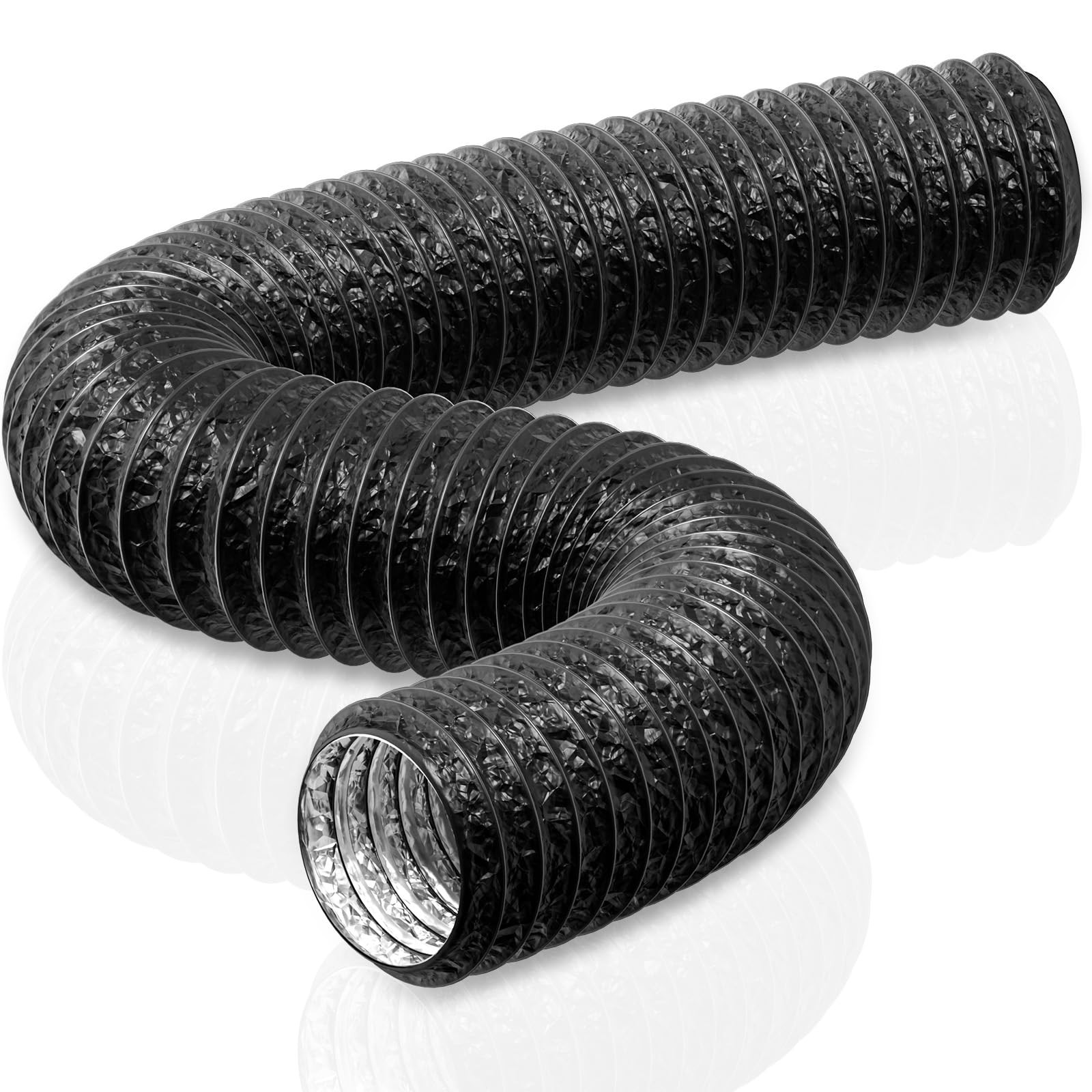 Gaine alu PVC 125 mm flexible pour conduit d'extraction VMC 5 mètres