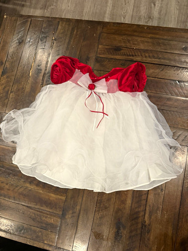 Rare Editions Girls 18M Red/White Tulle Fit & Flare Party Dress Bow Layered