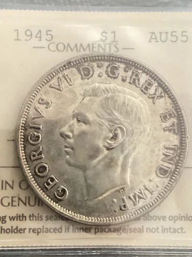1945 SILVER DOLLAR ICCS GRADED KEY DATE AU 55