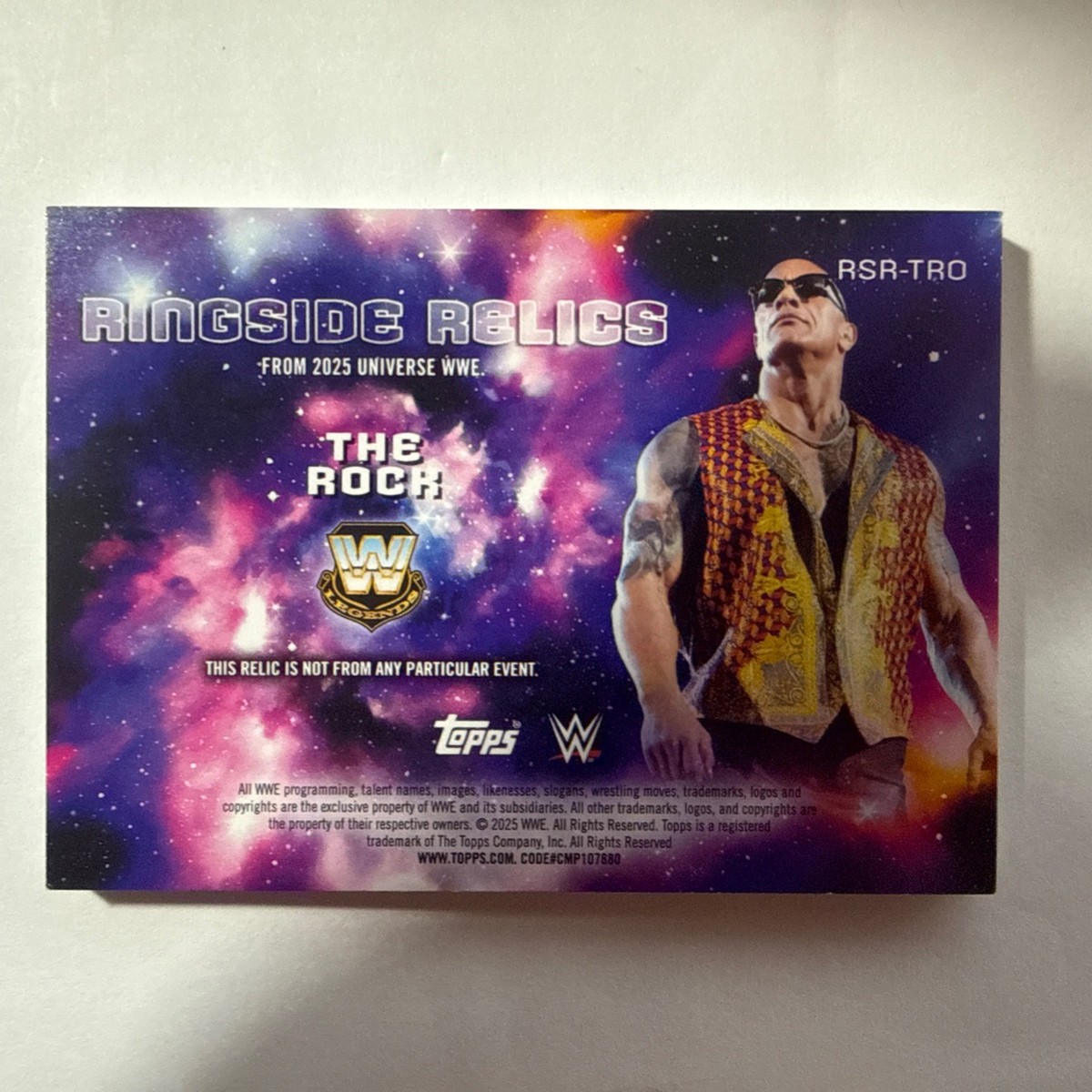 2025 Topps WWE Universe THE ROCK Ringside Relics Gold Stone 19/50 