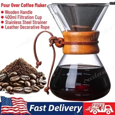 Pour Over Coffee Maker Borosilicate Glass Carafe Reusable Paperless Dripper