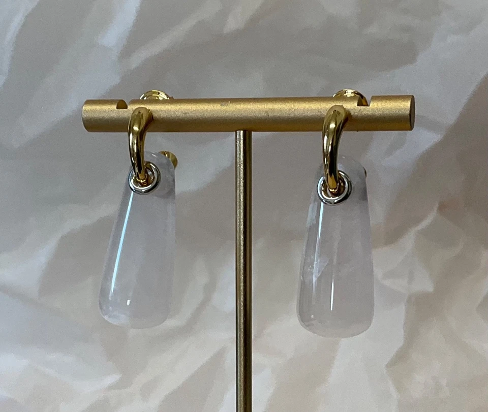 Bottega Veneta. Pendientes de aro chapados en oro y cuarzo # 354 Foto 2 de 4