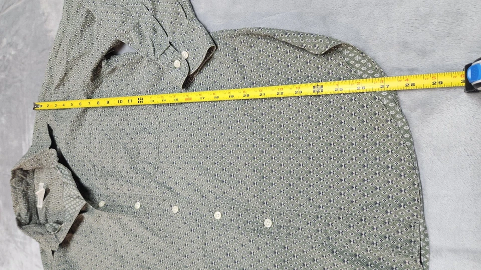 Camisa Geométrica Banana Republic Safari & Travel Para Hombre Pequeña 100% Algodón Verde Foto 4 de 4
