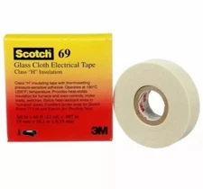3M 69-3/4"X66 Glass Cloth Electrical Tape - White (Qty1)