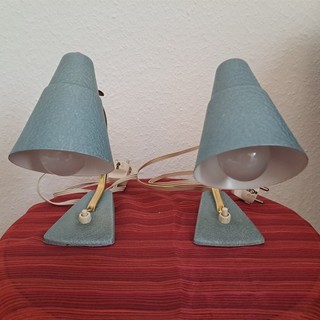 2 Nachttischlampen Metallschirme Vintage Lampen antik Tischlampe