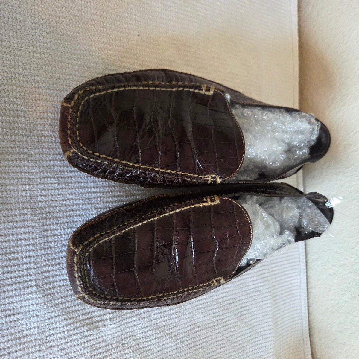 Cole Haan Gunnison Brown Croc Embossed Loafers Men\'s Casual Slip On US 12 D New Cole Haan Gunnison Ii Driving Croc Embossed Leather Loafer  main image 3