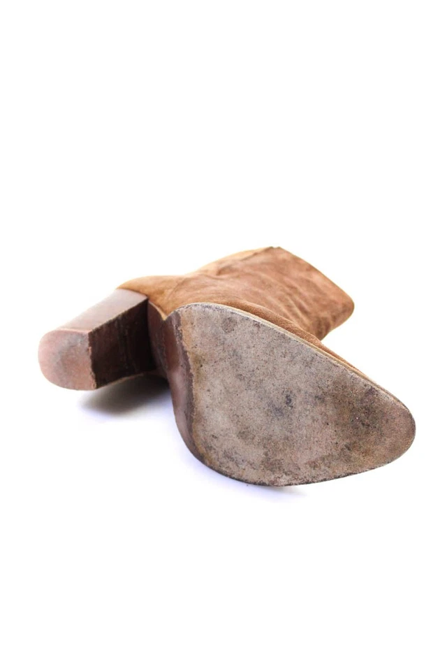 Botines Vince Mujer Sin Cordones Tacón Bloque Punta Marrón Gamuza Talla 6M Foto 4 de 4