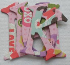 K  Company KAZOO KIDS  Glittery Valentine Animal Chipboard Letters 1.5"