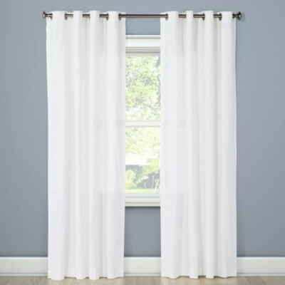 Threshold White Modern Slub Single Light Filtering Curtain Panel 54'' x 84''