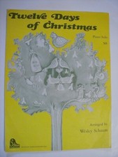 THE TWELVE DAYS OF CHRISTMAS Sheet Music 1965 Piano Solo with lyrics Schaum