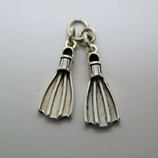 Sterling Silver SWIM FINS Charm for Bracelet PENDANT Scuba Diver Gift CUTE!