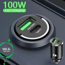 100W Mini Dual USB Type-C PD Car Phone Charger Fast Charge Adapter Accessories