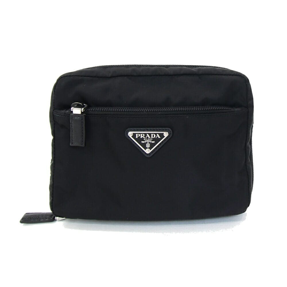 Authentic Prada Black Nylon Travel Pouch Clutch Bag 2NA017