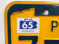 1965 Pennsylvania License Plate Registration Sticker, PA, Tag