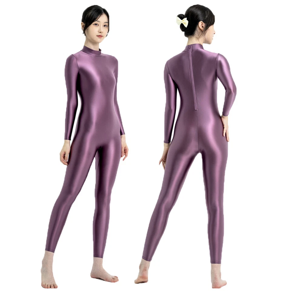 Damen Smooth Overalls Einteiler Overalls Langarm Leotards Sports Catsuits Tights - Bild 2 von 4