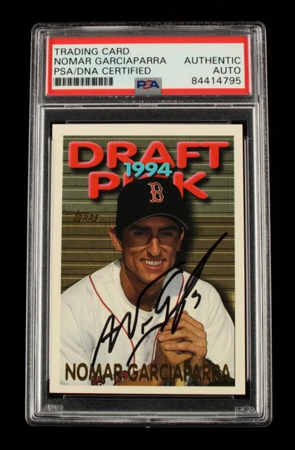 Nomar Garciaparra Signed 1995 Topps #587 Rookie Card RC Auto PSA