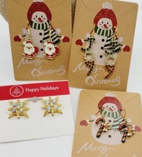 Christmas Earrings Lot Set of 4 Pierced Gift Holiday Jewelry Dangle Drop N