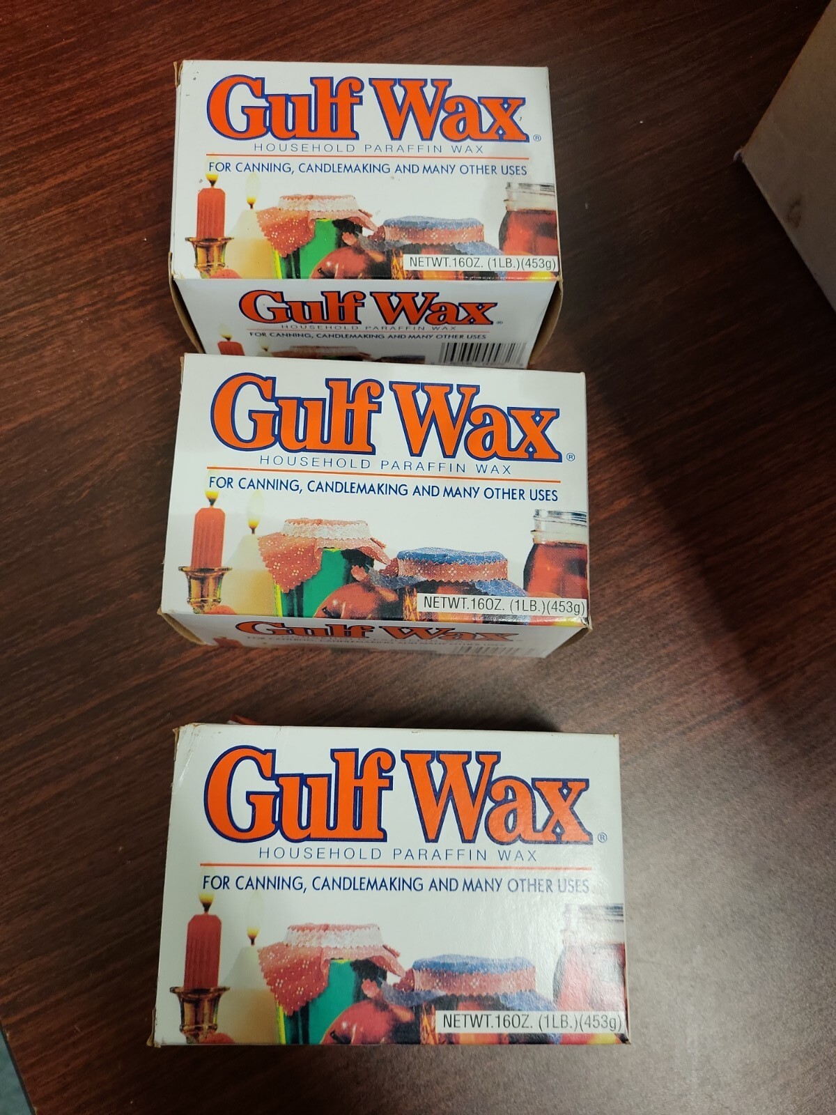 (Lot of 3) Gulf Wax 1 LB Household Paraffin Wax for Canning Candle