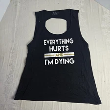 Miken Flow Womans Tank Top Size XL Everything Hurts and I'm Dying Black