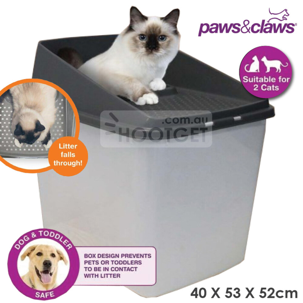 No Mess Top Entry Cat Litter Box Enclosed Covered Kitty Tray