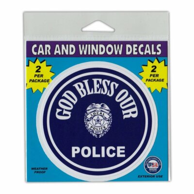 Window Decals, 2-Pack, God Bless Our Police (Law Enforcement), 4