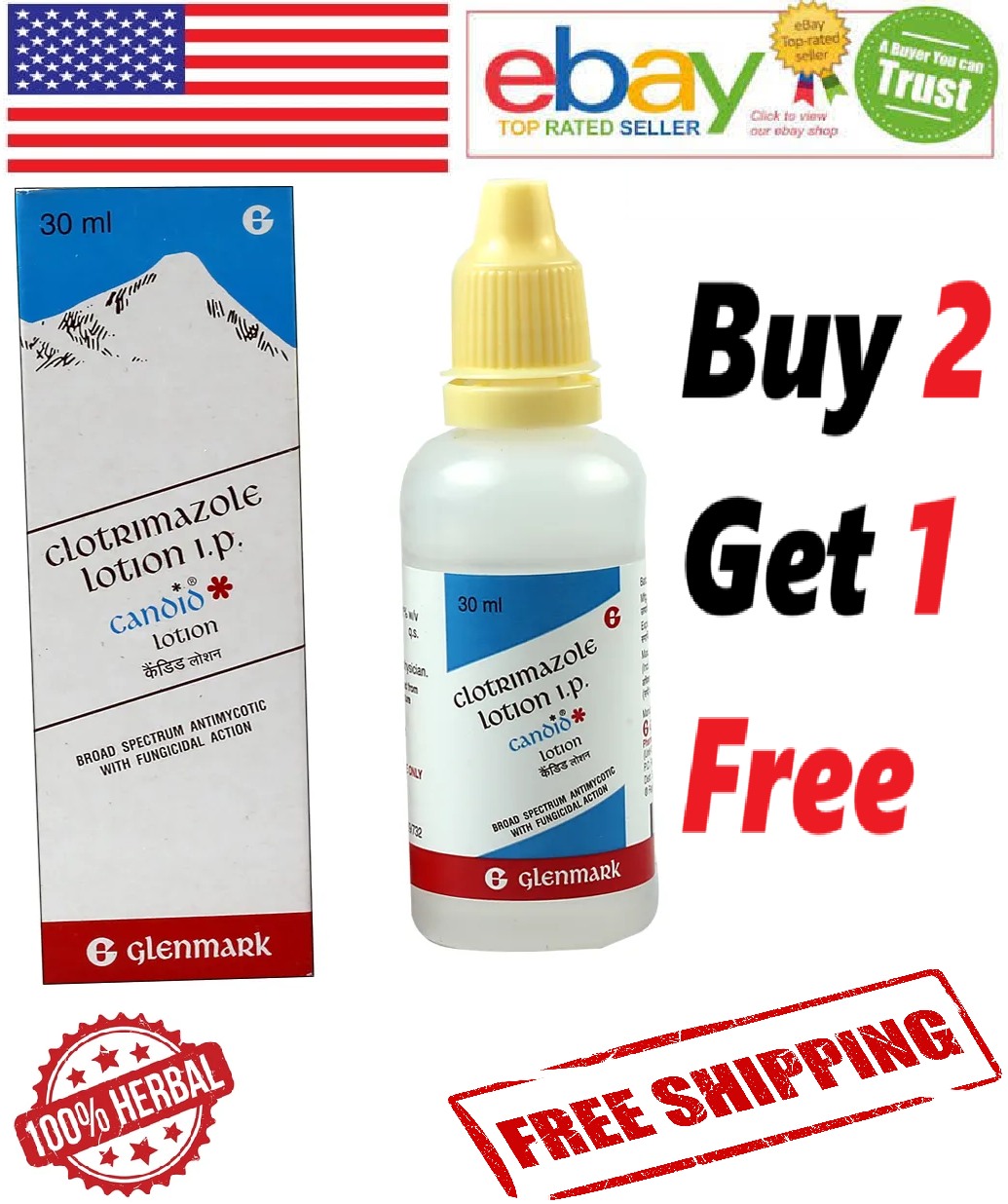 Candid Antifungal Lotion 30ml Treats Fungal Skin Infections (Free Ship)