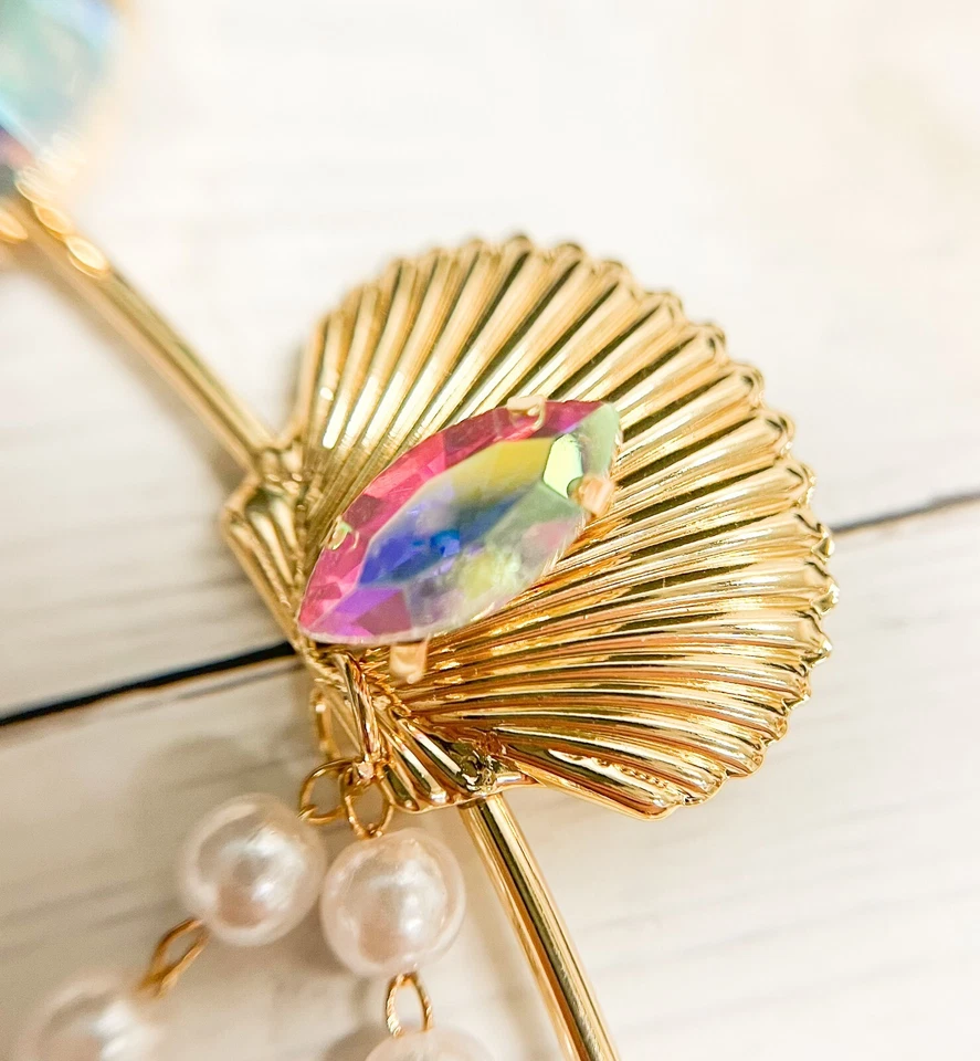 Corona de halo de sirena, corona de halo de oro, corona Hao concha marina, corona de halo de estrella de mar Foto 3 de 4