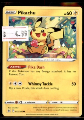 2022 Sword & Shield - Lost Origin Pikachu Basic/Common #052 | eBay