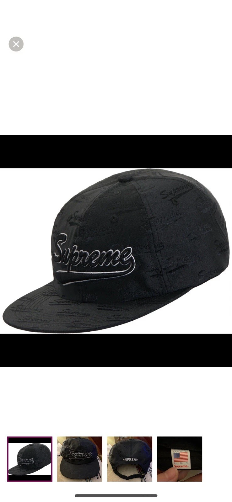 Chapeau bleu marine Supreme Jacquard Script 6 panneaux