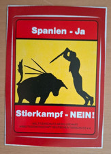 Aufkleber "Spanien - Ja / Stierkampf - Nein!", Postkarte, 10 x 15 cm, 80er Jahre