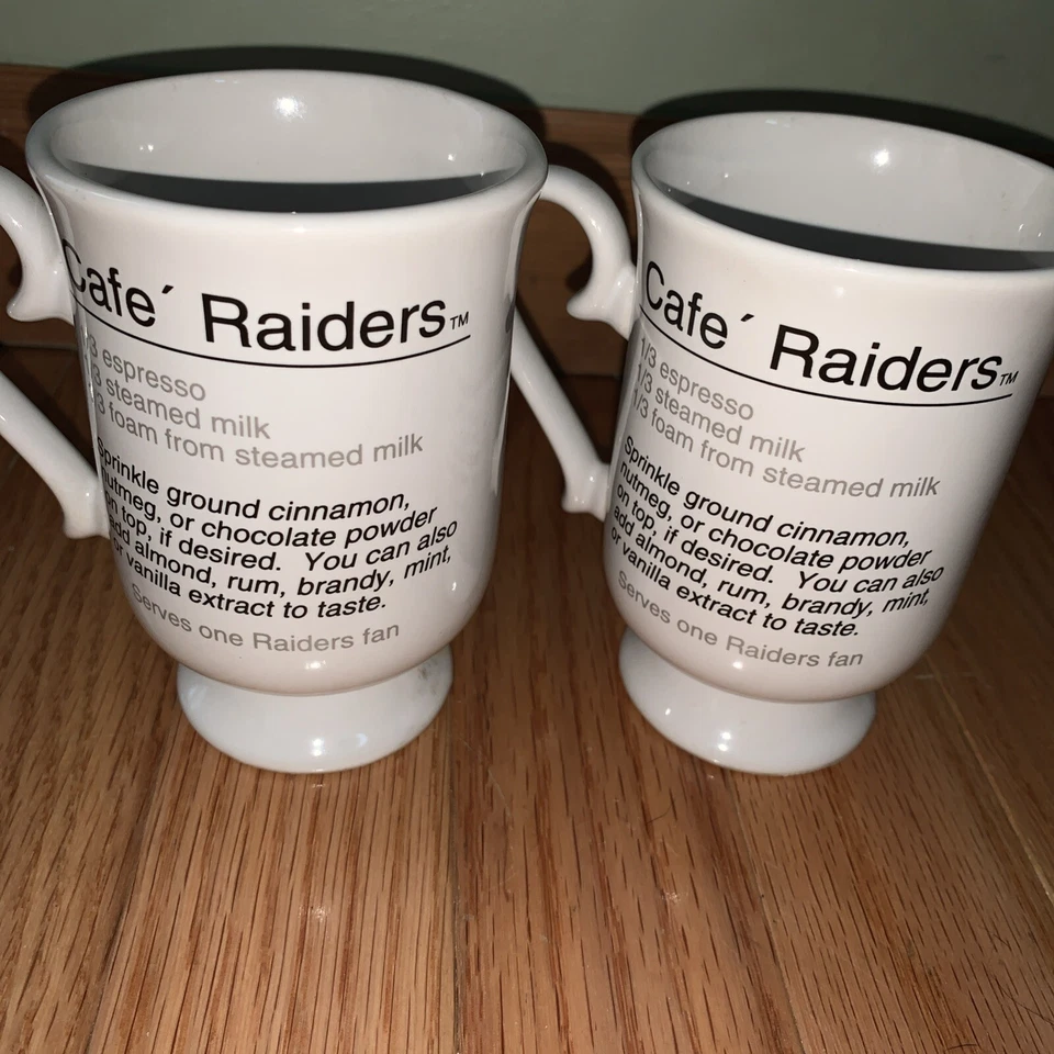 2- NFL Las Vegas Raiders  Black & White Logo Coffee Cafe Sports Cup Mugs (2) - Image 4 of 4